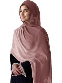 Modal Hijab Ombre Scarf Shawl Wrap Women Lightweight - Đỏ Khaki + Màu be - Xem 2