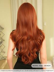 7JHH WIGS Stylish Ginger Orange Wigs Extra Long Wavy Wig With Bangs, High Density Heat-Resistant Fiber Hair, Fluffy Natural Synthetic Ginger Wigs For Women Halloween Party Use 28 Inch Beginners Glueless Wig Accessories - 薑色 - 查看 2