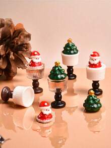 1pc Mini Santa Claus Cup Miniature Food Toy Scene DIY Resin Accessory Decor Dollhouse Toy Accessory - Multicolor - View 2