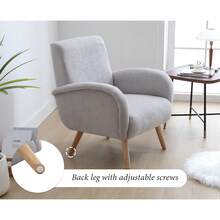 Chairus Armchair For Living Room Chenille Accent Chair Single Upholstered Lounge Tub Chair With Wooden Legs - Grey - View 6