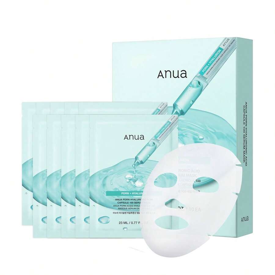 Anua PDRN Hyaluronic Acid Capsule 100 Serum Mask, Everyday Glow Korean Sheet Mask With Salmon PDRN, Hyaluronic Acid, Collagen, Self Home Care Facial Mask For Glass Skin, Korean Skin Care (10EA) - 單選 - 查看 1
