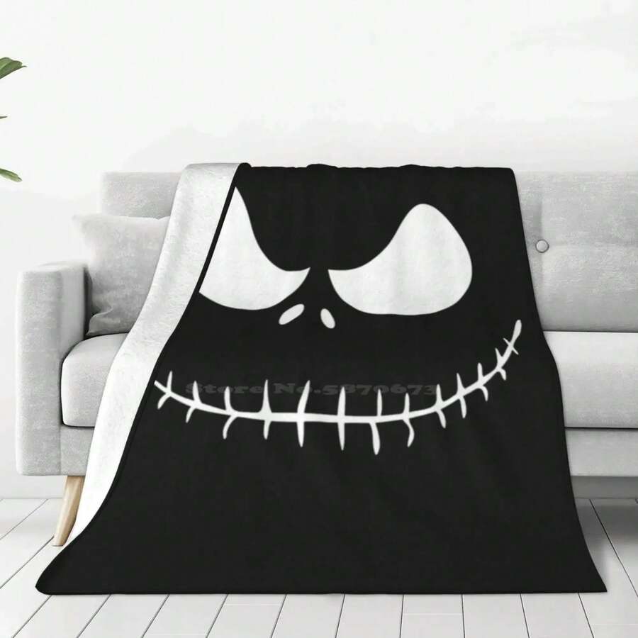 Skellington White Style Funny Fashion Soft Throw Blanket Halloween Jack Skellington Danny Elfman Film Media - Chăn chất lượng - Xem 1
