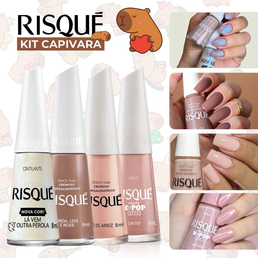 Risqué 11-Piece Nail Polish Kit - Chocolate Brown, Nude, Capivara Nail Polish - 4 Màu - Xem 1