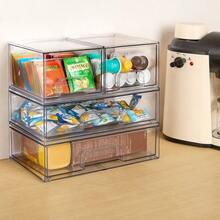 Local Delivery4-Piece Clear Plastic Stackable Drawer Set For Organizing Makeup, Cosmetics, And Beauty Essentials - Multicolor - View 5