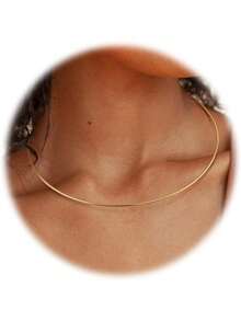 1Pc Choker Collar For Women 14K Gold Plated Silver Stainless Steel Metal Collar Choker Necklace Statement Open Cuff Bangle Necklace For Women - Vàng cổ điển với đầu bi - Xem 2