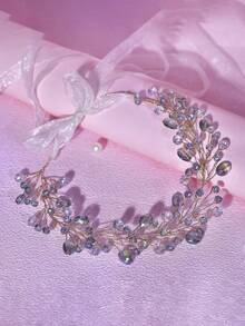 1件优雅灰色水晶发箍，简约时尚新娘婚礼头饰，适合约会、生日、舞会、节日、休闲场合佩戴 - 淺灰色 - 查看 3