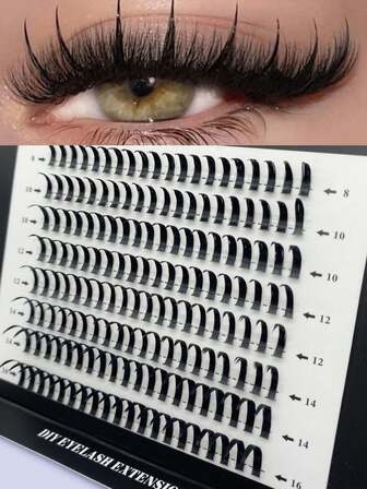 160 st. franskluster, spikar, ögonfranskluster, ögonfransförlängningar, spetsiga individuella fransar, osynliga band D, krökta fransar, kluster, tjock volym, gör-det-själv-fransförlängning,