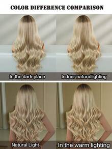 7JHH WIGS Stylish Ombre Silver Wigs Extra Long Wavy Wig With Bangs Dark Roots, High Density Heat-Resistant Fiber Hair, Fluffy Natural Synthetic Wigs For Women Daily Party Use 28 Inch Beginners Glueless Wig Accessories - 銀色 - 查看 7