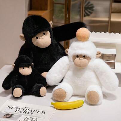 Muñeco de peluche de gorila lindo y divertido, muñeco de mono de peluche suave, muñeco de peluche de consuelo para niños, regalo de cumpleaños para niños
