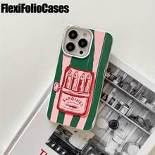 Fundas y carcasas protectoras con diseño de lata de pescado roja y orificios grandes, compatibles con phone 16 Pro Max, 16, 15 Pro, 14, 14 Plus/14 Pro Max, 13, 13 Pro, 12 Pro y 11/11 Pro. Regalos para cumpleaños y fiestas - Negro - Ver 8