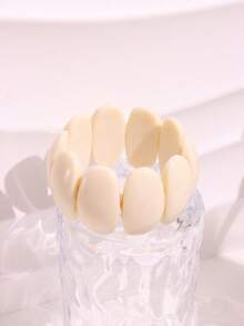 1pc Beige Tie Dye Asymmetrical Square & Round Resin Bracelet, Minimalist Evening Party Accessory, Holiday Decor Bracelet - Multicolor - View 17