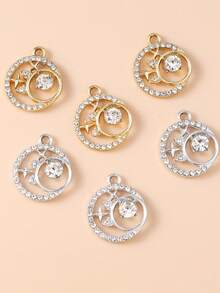 10 piezas/paquete Accesorio creativo con colgante de luna hueca y conejo, collar y llavero DIY