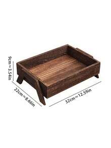1pc Elegant Wooden Desktop Makeup Organizer Tray, Chinese Retro Style Table Top Storage Rack Travel Storage Organizer Sun Travel Cool, Room Decor - Brown - View 12