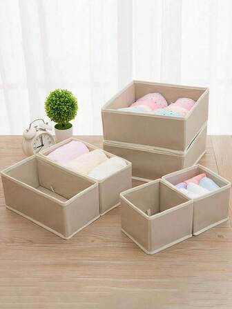 1/3pcs Washable Non-Woven Fabric Storage Boxes Set, Foldable Drawer Organizers For Underwear, Socks, Pants, Shoes, Jeans, Dresses, Bedroom, Home Organization, White T-Shirts, Black Pants, Women Winter Clothes, Dresses
