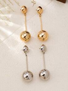 1 Pair European & American Fashion Glossy Ball Pendant Earrings, Elegant Design Stud Earrings, Versatile Jewelry For Women