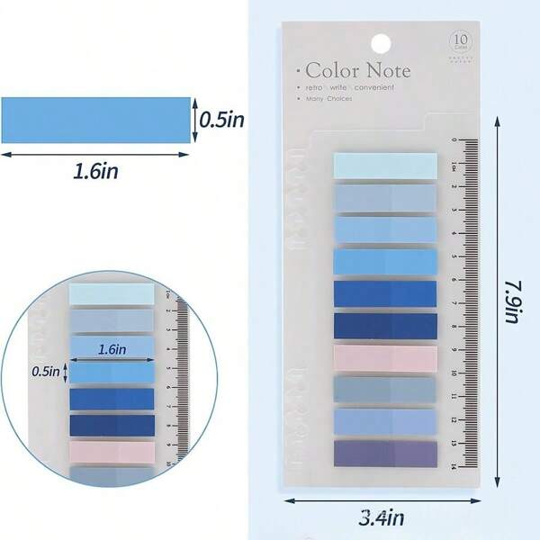 37 Styles, 7400pcs Retro European Style, Fluorescent Color, Vintage European Color PET Transparent Sticky Notes, Student Supplies Index Stickers, Muted Color Memo Pads, School Supplies Indicator Stickers