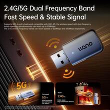Llano Wifi6 适配器无线适配器 9000Mbps USB WiFi 2.4G 和 5G 网卡适用于 PC 电脑 USB WiFi 适配器 USB 以太网 WiFi - 銀色 - 查看 5