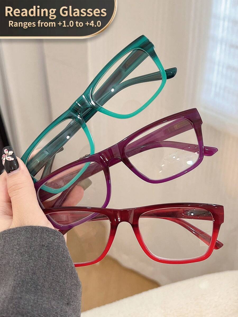 LiMiaoMiao 1 pieza Gafas de lectura rectangulares vintage con bisagra de resorte, lentes transparentes, gafas de computadora/lectura, aumento de +1.0 a +4.0, unisex