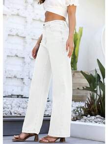 Jeans High Waisted Straight Leg Loose Jeanshalloween - 白色 - 查看 10