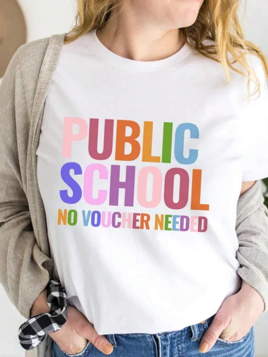 Public School Pride Unisex Tee - Vibrant Short Sleeve Tee For Teachers, Students, Education Themes, Back To School, Gifts - 白色 - 查看 1