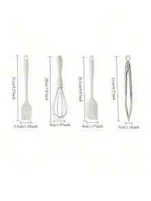 1 件/4 件硅胶厨具 - 不粘耐热烹饪工具，包括蛋糕铲、食物夹、打蛋器和油脂刷 - 彩色 - 查看 4