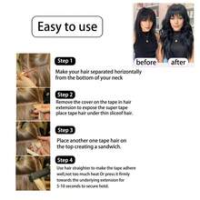 10片/包，50克黑色直发合成接发，无痕隐形，自然黑色，适合发量稀少的女性，打造自然逼真的效果。高品质接发，适合日常佩戴，也适合节日、圣诞节、情人节等各种场合。