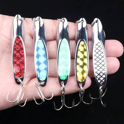 5pcs Fishing Lures,Fishing Spoons Lures,Trout Fishing Lures For Bass Walleye Trout Lures Saltwater Fishing Lures With Box