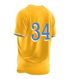 Men's Baseball Jersey 34 Yellow Button-Down Embroidered Sports T-Shirt Gym Clothes Men Basic T Shirt - 黃色 - 查看 3