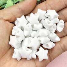 50PCS Acrylic Star Loose Beads DIY 14.9mm Pendant For Jewelry Making Accessories Materials - 白色 - 查看 2