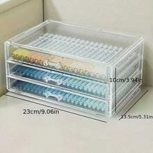 1 Peça Caixa de Armazenamento de Joias Portátil de Acrílico Transparente com 3 Camadas Empilháveis e Tampa, Estojo de Exibição para Mesa com Gavetas para Guardar Anéis, Brincos, Colares, Pulseiras, Relógios, Canetas, Marcadores, Peças Pequenas