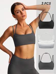 Sodalemon Women's Adjustable Strap Racerback Sports Bra - 彩色 - 查看 3