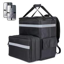 Large Meal Food Delivery Backpack Insulated Thermal Pizza Bag For Eat - Black - View 10