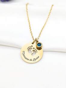 可定制脚印吊坠项链，刻有家庭成员的英文名字。精心制作的珠宝配饰，适合作为感恩节、圣诞节和生日礼物送给母亲、家人、朋友和爱人。圣诞礼物 - 彩色 - 查看 5