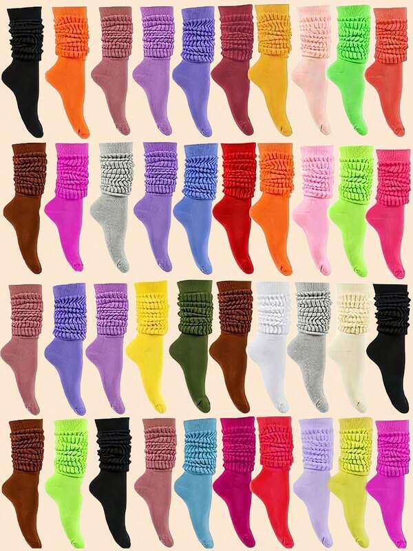 24/20/12/6/1 Pair Black White Multicolors Toddler Infant Girls Slouch Socks, Long Crew Socks School Supplies For Kids Children Teenager, Back To School Scrunch Socks, Kids Knee High Socks, Soft Autumn Winter Warm Stacked Boot Socks, Newborn Socks, Baby Shower Decoration