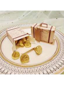 50 قطعة/عبوة صندوق هدايا بشكل حقيبة صغيرة، من الورق الكرافت البني المنقوش بالوسم والحبل، مناسب لحفلات السفر، أعياد الزفاف والحمام، حفلات الأعياد، احتفالات الذكرى