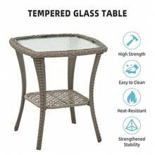 Huisuilinss Outdoor Swivel Rocker Chair,360-Degree Swivel Rocking Chair Set,3 Pieces Patio Furniture Set,Wicker Swivel Rocker Patio Chair With Rattan Side Table,Cushions And Support Back For Patio Porch Pool - Gray light blue - View 7