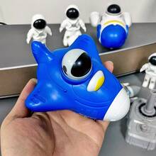 儿童太空宇航员主题玩具套装，包含可发射的航天器、宇航员人偶、加压火箭和加压航天器。适合作为男孩女孩的生日礼物。 - 彩色 - 查看 7