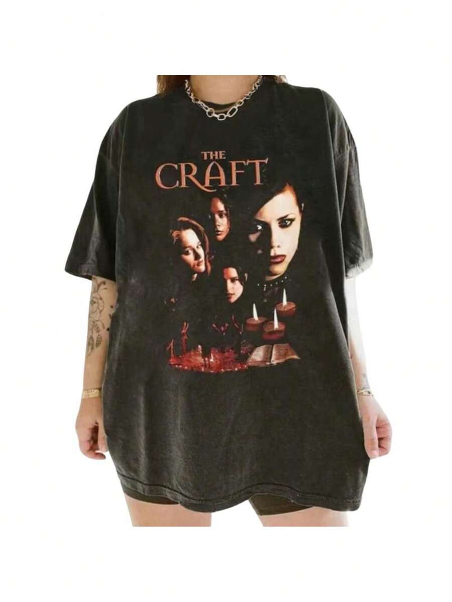 [Suave 100% algodón] Camiseta clásica de terror de los 90 "The Craft" 1996, camiseta de terror retro, camiseta vintage de "The Craft", camiseta gráfica de "The Craft", camiseta de película para adolescentes - Negro - Ver 1