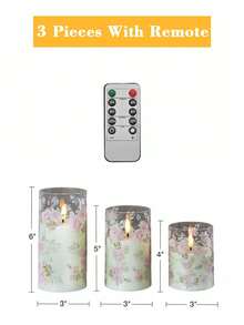 1/3 Peças Luzes de Vela Sem Chama de Rosa, Luzes de Vela LED Realistas (Diâmetro: 3 Polegadas X Altura: 4/5/6 Polegadas), Velas Operadas a Bateria com Temporizador e Controle Remoto, Adequadas para Casa, Decoração de Festa de Feriado, Dia das Mães, Natal, Halloween, Luzes de Vela Realistas, Feriado, Dia dos Namorados, Presente, Velas LED, Luzes de Vela Falsas, Decoração de Mesa, Decoração de Casamento