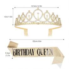 LAXDAMRE- Birthday Crowns Women Birthday Sash & Tiara Set Birthday Tiaras And Sash Women Birthday Glitter Birthday Decorations Gold Birthday Tiara Crowns Women-2025 - Color1 - View 11