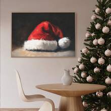 1pc, Canvas Wall Art, Christmas Frame Wall Decoration, Vintage Classic Santa Hat Art, Rustic Christmas Decor, Winter Retro Poster, Santa Claus Oil Painting, Winter Decor Poster, Minimalist Wall Decor, Modern Art, Contemporary Home Decor