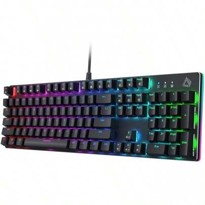 Teclado Aukey G12 retroiluminado Gaming,7 Colores Rainbow LED,Teclado para Juegos con Cable USB.