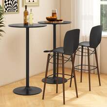 GOFLAME Round Bistro Table Set Of 2, Height Adjustable 40" Bar Height Cocktail Table Coffee Table With Metal Base, High Top Pub Table Snack Table For Home Bar, Dining Room, Cafe - Black - View 6