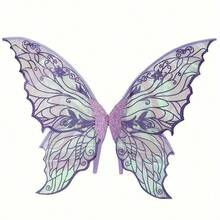 1 pieza Alas de hada de organza con brillo, nuevas alas de mariposa impresas, alas de hada para festival, accesorio de disfraz de carnaval, alas de mariposa brillantes para disfraz de boda, alas de ángel para mujer, accesorio de disfraz de carnaval, alas de mariposa brillantes, alas de hada, regalo de cumpleaños, Halloween