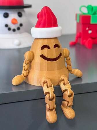 1 st rörlig led julklocka 3D-tryckt söt hemmakontor administrativt skrivbord prydnad heminredning tillbehör