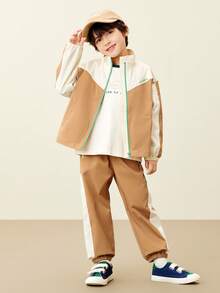 mini bala 儿童户外运动服 2025 秋季拼色运动套装 - 深卡其 - 查看 2