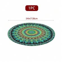 1/36 piezas Mantel redondo de 48 in/54 in con estampado digital de patrón retro y contraste bohemio, mantel elástico para protección, resistente a arañazos, adecuado para uso diario, interior/exterior, decoración del hogar, idea de regalo, camping, viaje