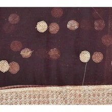 Woman's Embellished Net Dupatta Scarf Shawl Wrap Soft Bridal Wedding - Wine - 查看 4