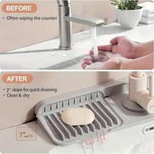 1 Stück Silikon Wasser Ablauf Matte für Küche/Badezimmer Spüle, Spritzschutz mit rutschfester Oberfläche/Abtropfgestell