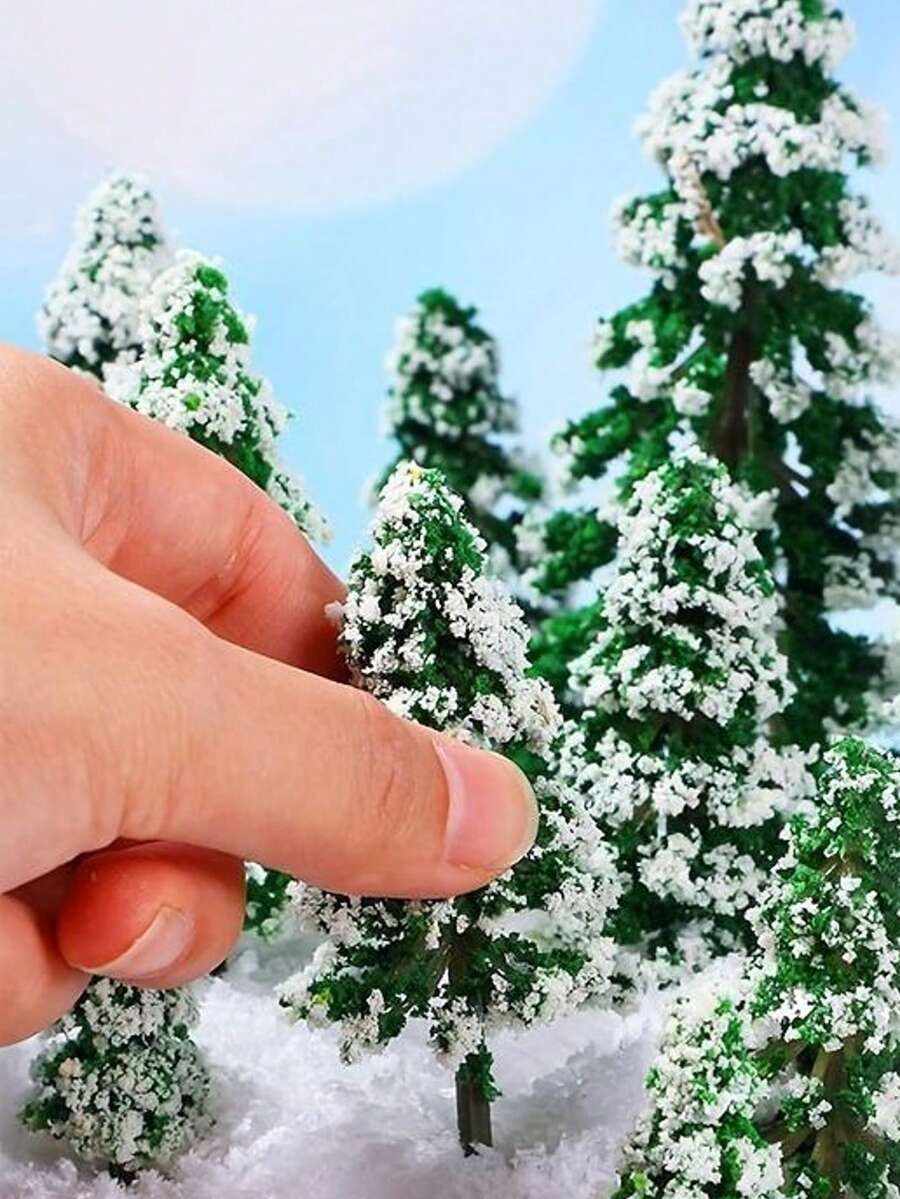 5/10 piezas Árboles modelo de cedro, altura 4,83-12,45 cm, 5 tamaños de árboles modelo con nieve y escarcha, muy adecuados para la decoración navideña y la decoración invernal de árboles modelo de paisaje, decoración de micropaísaje, maqueta arquitectónica, escritorio de oficina, escritorio de restaurante, decoración de dormitorio, sala de estar, balcón, jardín, decoración de plantas en maceta, decoración invernal, decoración de día nevado, te da un hogar acogedor